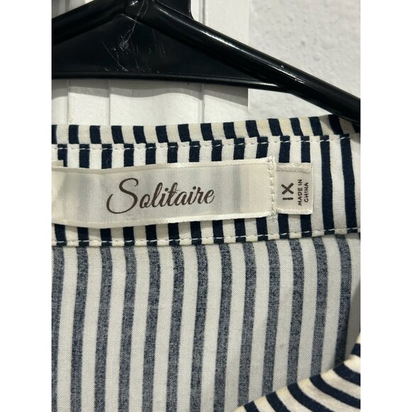 Solitaire Womens Stripe Button-Down Oversized Shirt Sz 1X - Picture 5 of 9